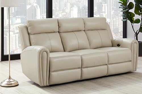 THUPER Beige Genuine Leather Power Recliner Sofa Couch - Image 2