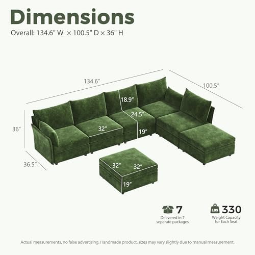 ABCASA 134.6" Oversized Modular Sectional Sofa, Large 7 Seater L Shaped Couch - Image 2