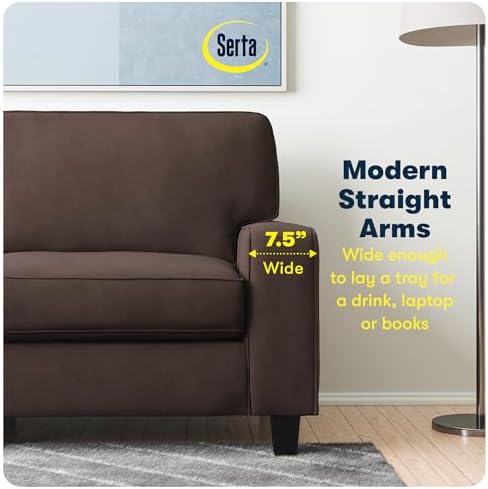 Serta Palisades 61" Track Arm Sofa, Easy Care Polyester, Soft Pillow Back - Image 6