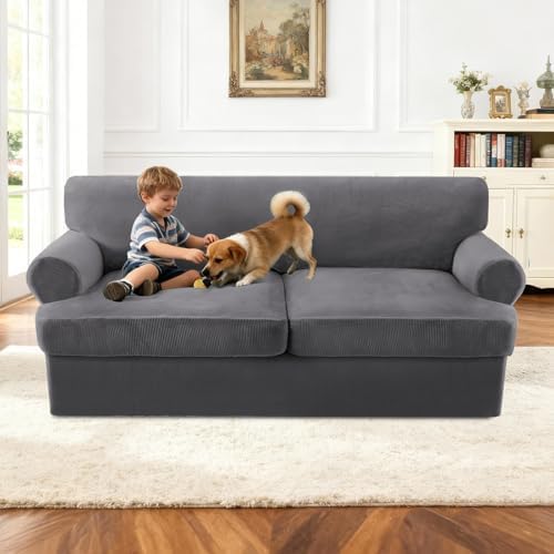 Turquoize T Cushion Sofa Slipcover 3 Piece Sofa Covers - Image 3