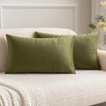 MIULEE 12x20 Inch Lumbar Velvet Throw Pillow Covers Light Olive Green by MIULEE