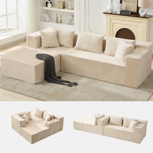 106" L Shaped Modular Cloud Sectional Sofa by SLEKVERSA