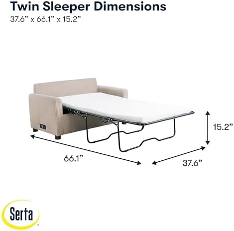 Serta® Darnold 53.5" Pull-Out Sleeper Loveseat, Twin Size, Dreamcoil® Comfort - Image 5