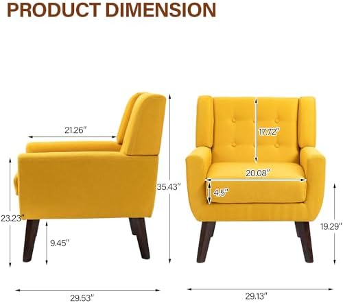 Accent Chair, Upholstered Armchair in Linen - Image 2