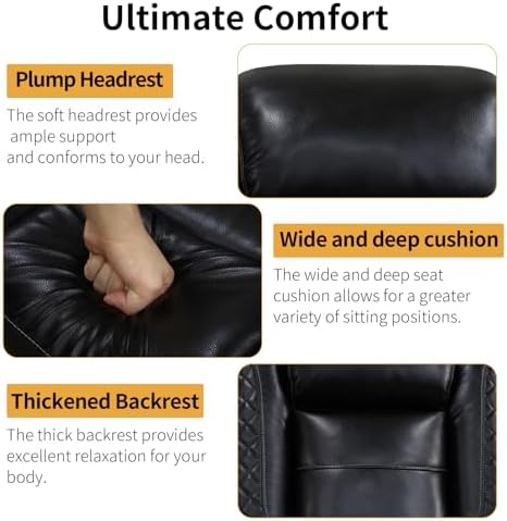 Power Recliner Sofa with LED Lights, Leather Reclining Loveseat with Double - Image 5