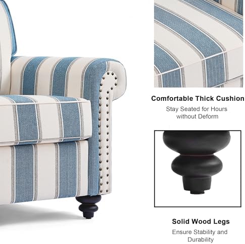 Striped Accent Chair, Comfy Reading Armchair - Image 4