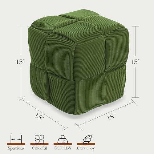 Cmishe 15" Square Woven Corduroy Ottoman Footrest - Image 3