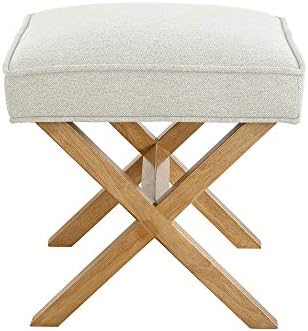 Amazon Basics Small Ottoman Foot Rest, Mid-Century Modern X Square Polyester - Image 4