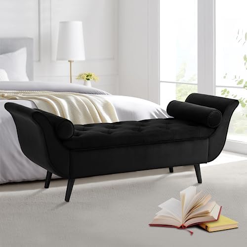 Velvet Storage Bench 65" Tufted End of Bed Ottoman by Hdxdkog