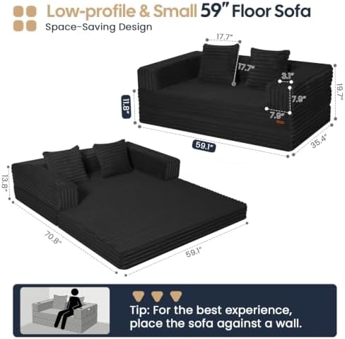 COMAX Futon Sofa Bed, Convertible Sofa Bed, Folding Boneless Couches - Image 3