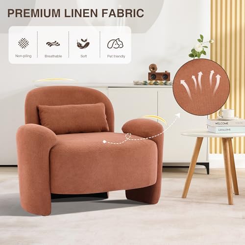 LOULENS Accent Chair Set of 2, Linen Fabric Lounge Armchair - Image 4