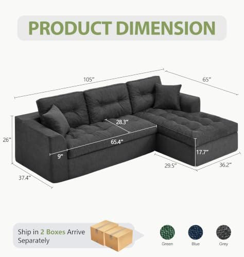 Hobestluk 105'' Boneless Couch Modular Sectional Sofa - Image 2