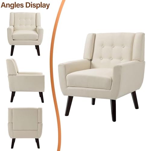 Accent Chair, Upholstered Armchair in Linen - Image 7