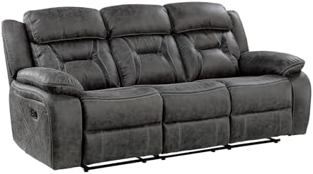Homelegance Reclining Couch, Polished Microfiber Manual Double Recliner Sofa - Image 3
