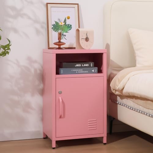 ALBAD Metal Nightstand with Lockable Cabinet by Albad