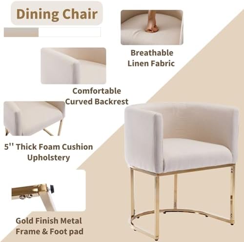 HNY Mid Century Modern Upholstered Barrel Dining Chairs - Image 4