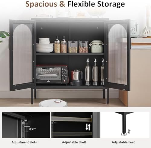 Buffet Cabinet, Modern Industrial Style Sideboard Buffet Cabinet, - Image 5