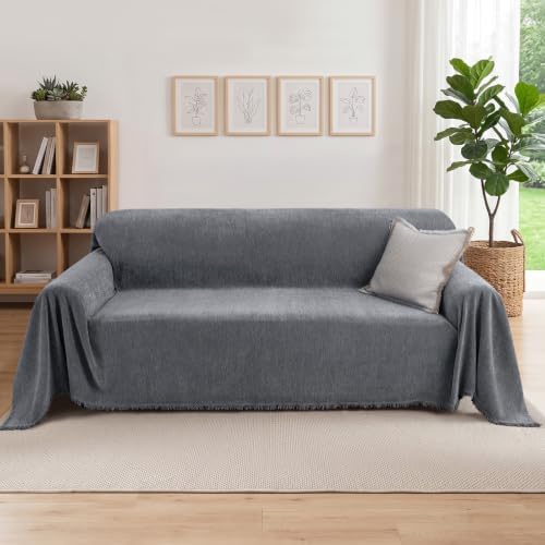 Couch Covers for 3 Cushion Sofa Cover 71" x 118" Dark Grey by Unknown