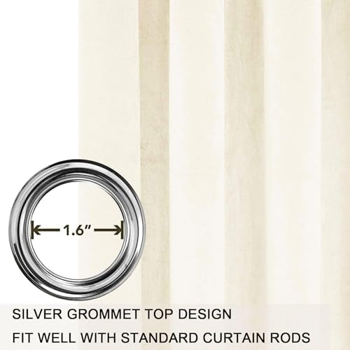 SMILETIME Ivory White Velvet Curtains 52"x96" Grommet 4 Panels - Image 5