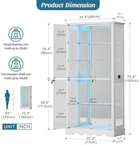 Dystler Display Cabinet with Glass Doors, RGB Lights - Image 2