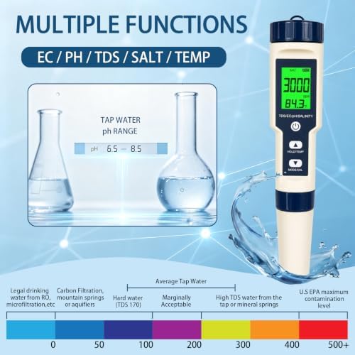 Pool Salt Tester & PH Meter, Digital Water Quality Tester - Image 3