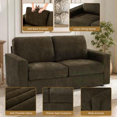 69” Chenille 2-Seat Sofa w/Comfortable Back Cushions - Image 3