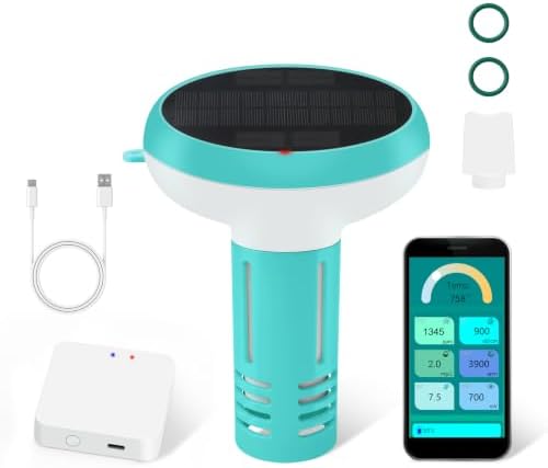 Digital Pool Water Tester, 7-in-1 Smart Floating Meter, WiFi Enabled, Tests pH by Terronix