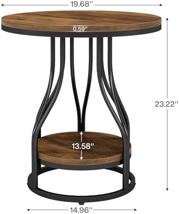 Tribesigns Round Side End Table 2-Tier End Tables Modern Bedside Table Small - Image 3