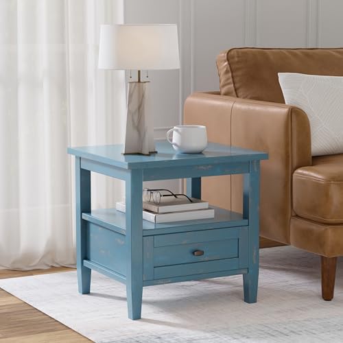 SIMPLIHOME Warm Shaker 20" Wide Solid Wood Square End Table in Coastal Blue - Image 2