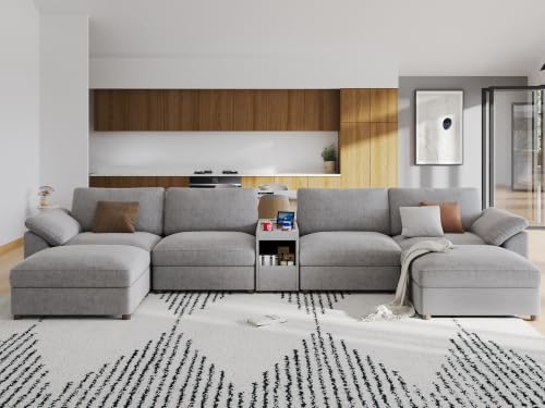 EASE MOOSE Oversized Sectional Modular Sofa, U Shape Grey Modular Sofa - Image 4