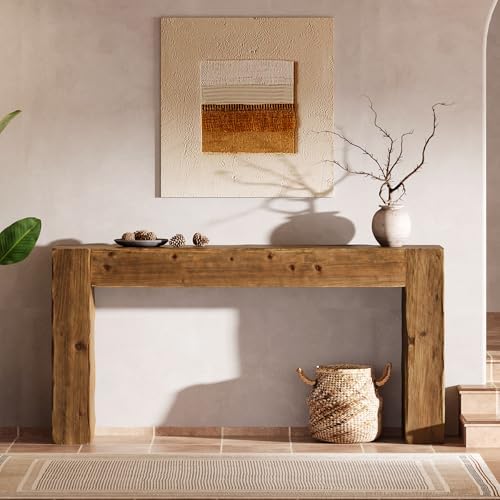 Solid Wood Console Table, 63-Inch Farmhouse Sofa Table Behind Couch - Image 4