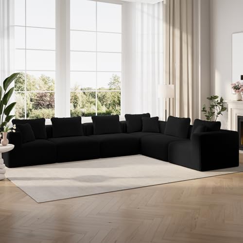 Novilla 141" Modular Sectional Sofa, L Shape Plush Sectional Couch, Modern by Novilla