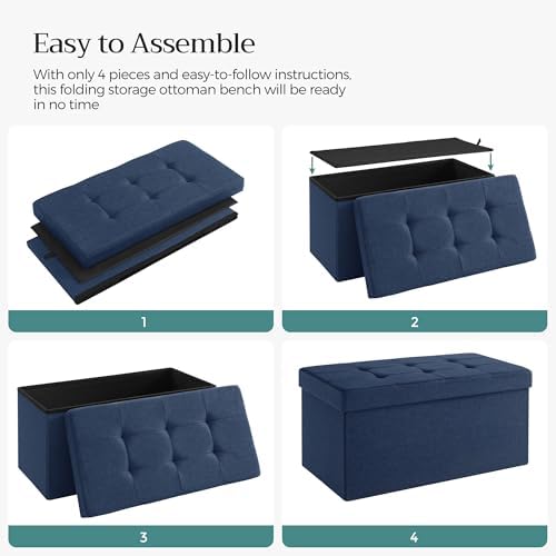 SONGMICS 30 Inches Folding Storage Ottoman Bench, Load 660 lb - Image 5