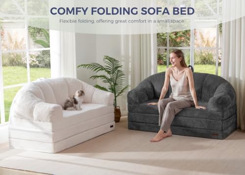 MAXYOYO Folding Sofa Bed with Backrest, Boneless Fold Out Couch with Handle - Image 4