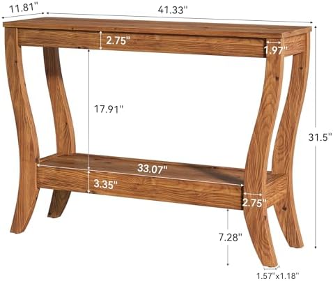 Solid Wood Console Table for Entryway, 41.3-Inch Farmhouse Sofa Table - Image 2
