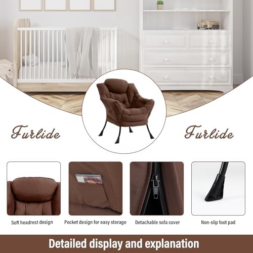 Furlide Lazy Chair with Ottoman, Soft Comfy Chair - Image 5