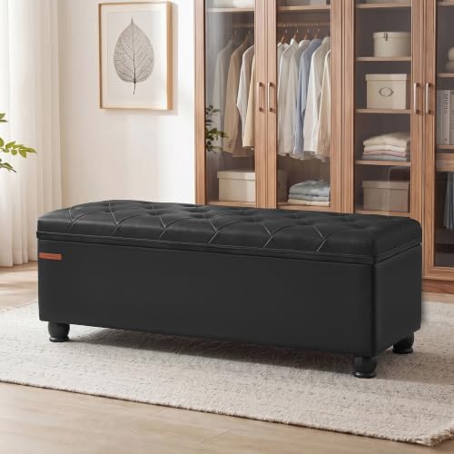 SONGMICS Storage Ottoman, 46.5 Inches Long Bed End Stool, Solid Wood Legs by SONGMICSbySONGMICSHOME