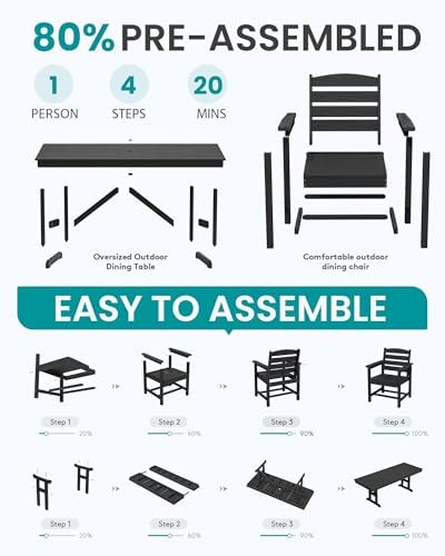 SERWALL Outdoor HDPE Dining Chairs Set of 2 - Image 6
