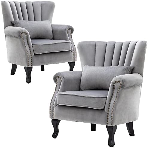 Velvet Accent Chairs Set of 2 by DMFurniture