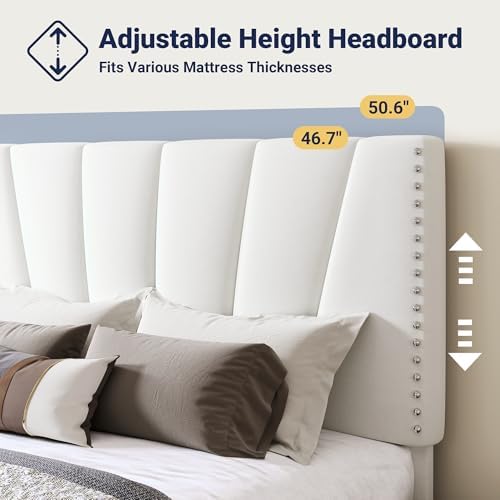 Allewie Full Size Velvet Platform Bed Frame - Image 4