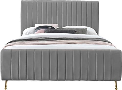 Meridian Furniture Zara Collection Modern | Contemporary Velvet Upholstered Bed - Image 4