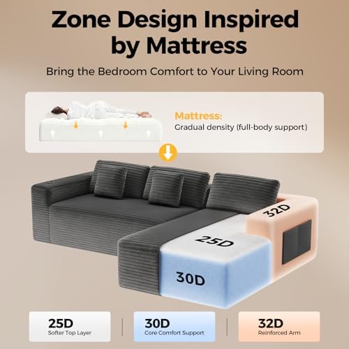 CAMMOO 108" L-Shaped Boneless Sectional Sofa, Cloud Couch in One Box - Image 5
