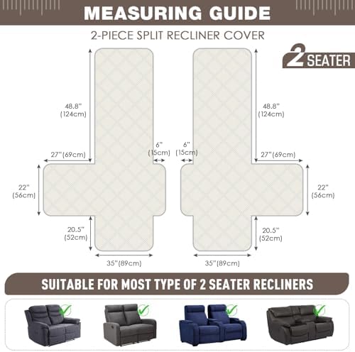 TAOCOCO 100% Waterproof Oversized Loveseat Recliner Cover, Non Slip Split Couch - Image 5