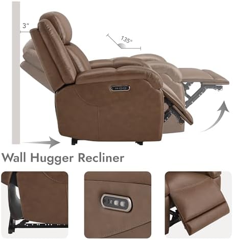Watson & Whitely Genuine Leather Wall Hugger Power Recliner - Image 3