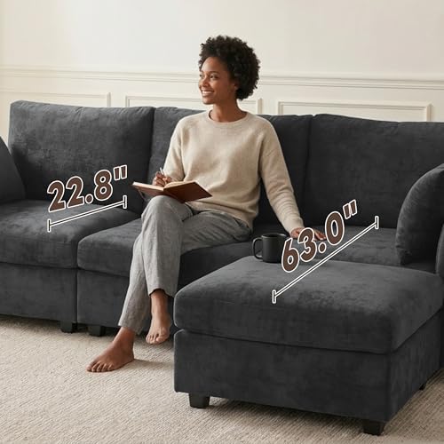Iroomy Sectional Couch for Living Room, Comfy L Shaped Convertible Sofa - Image 5