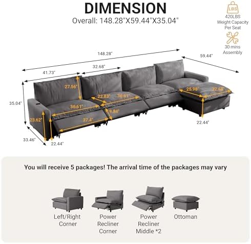 148.82" Power Reclining Sofa - Image 2