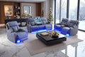 Power Recliner Sofa Set with LED, 3 Pieces Sectional Couch, Sandad Leather by COSYMOORFURNITURE