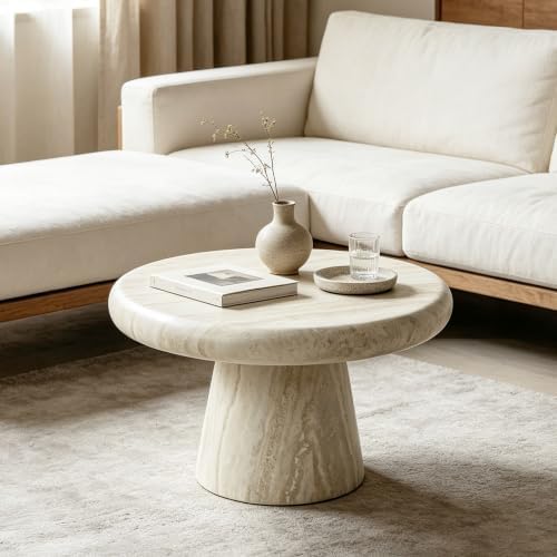 WILLIAMSPACE 21.65" Faux Marble Round Coffee Table - Image 4