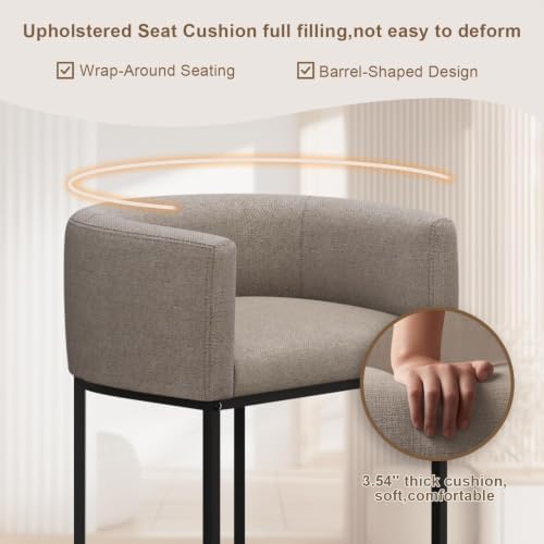 26" H Counter Height Bar Stools Set of 3, Modern Barrel Counter Stools - Image 4