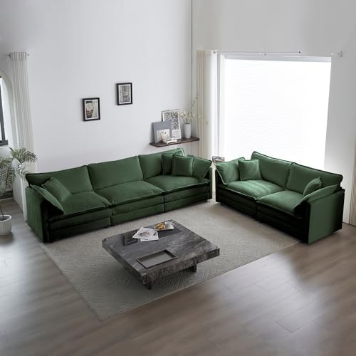 mikibama Luxury 2 Piece Cloud Couches Set, Modern Upholstered Chenille 3 Seater - Image 6